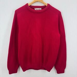 Vintage French Red Chunky Sweater By Pull Montant Ski Retro 70's Muntain Warm